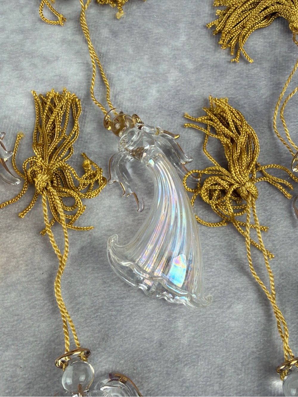 VTG Blown Glass Angel Christmas Ornaments Set 6 Assorted Iridescent Colors READ - Picture 7 of 16